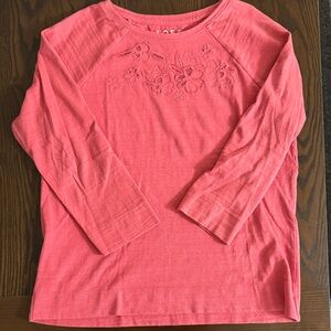 LOFT Coral Embroidered Sweater/Sweatshirt